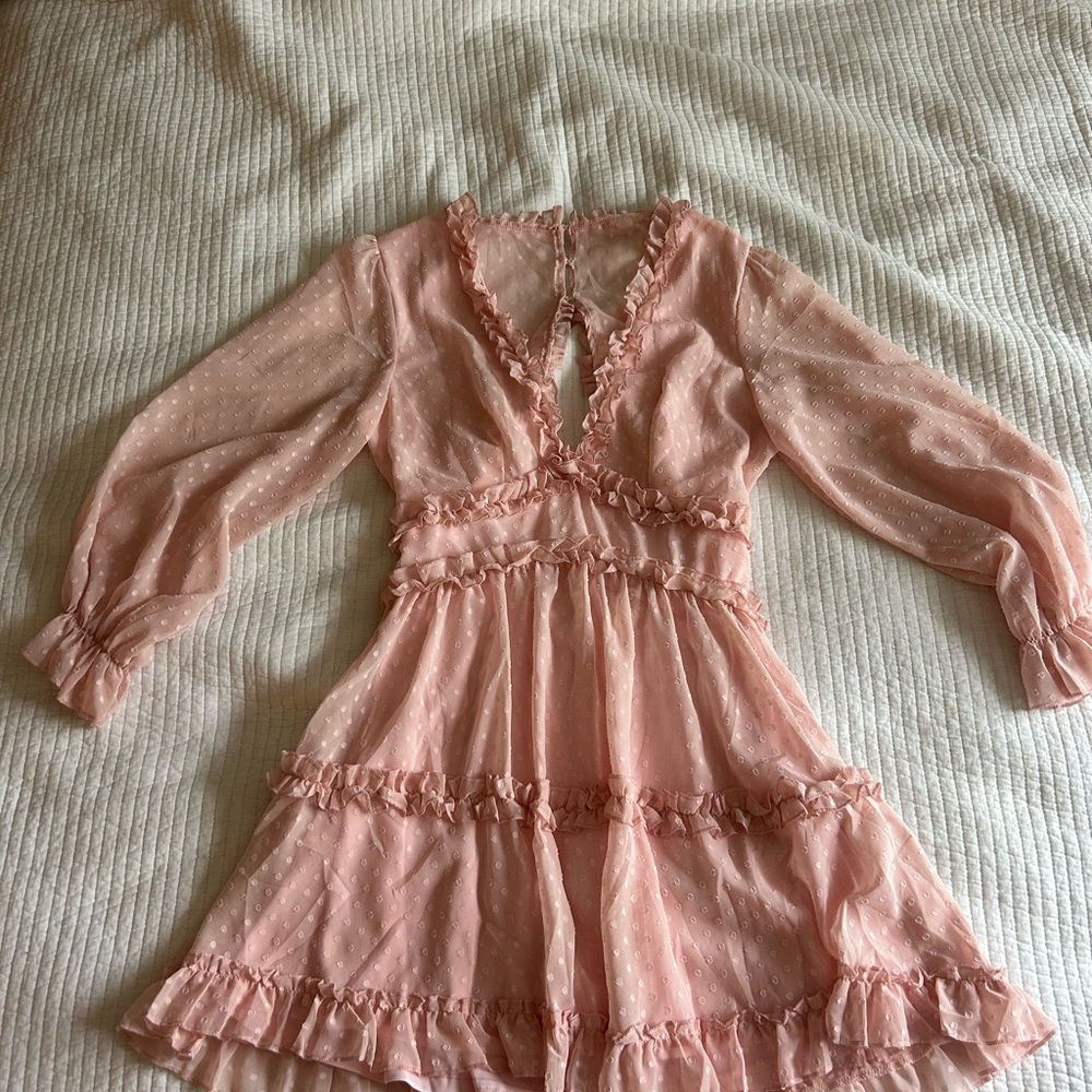 Elegant Pink Ruffle Dress - Picture 2 of 8